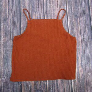 Madewell Textured Tank Top Rust Orange Square Neck Spaghetti Strap Size Small